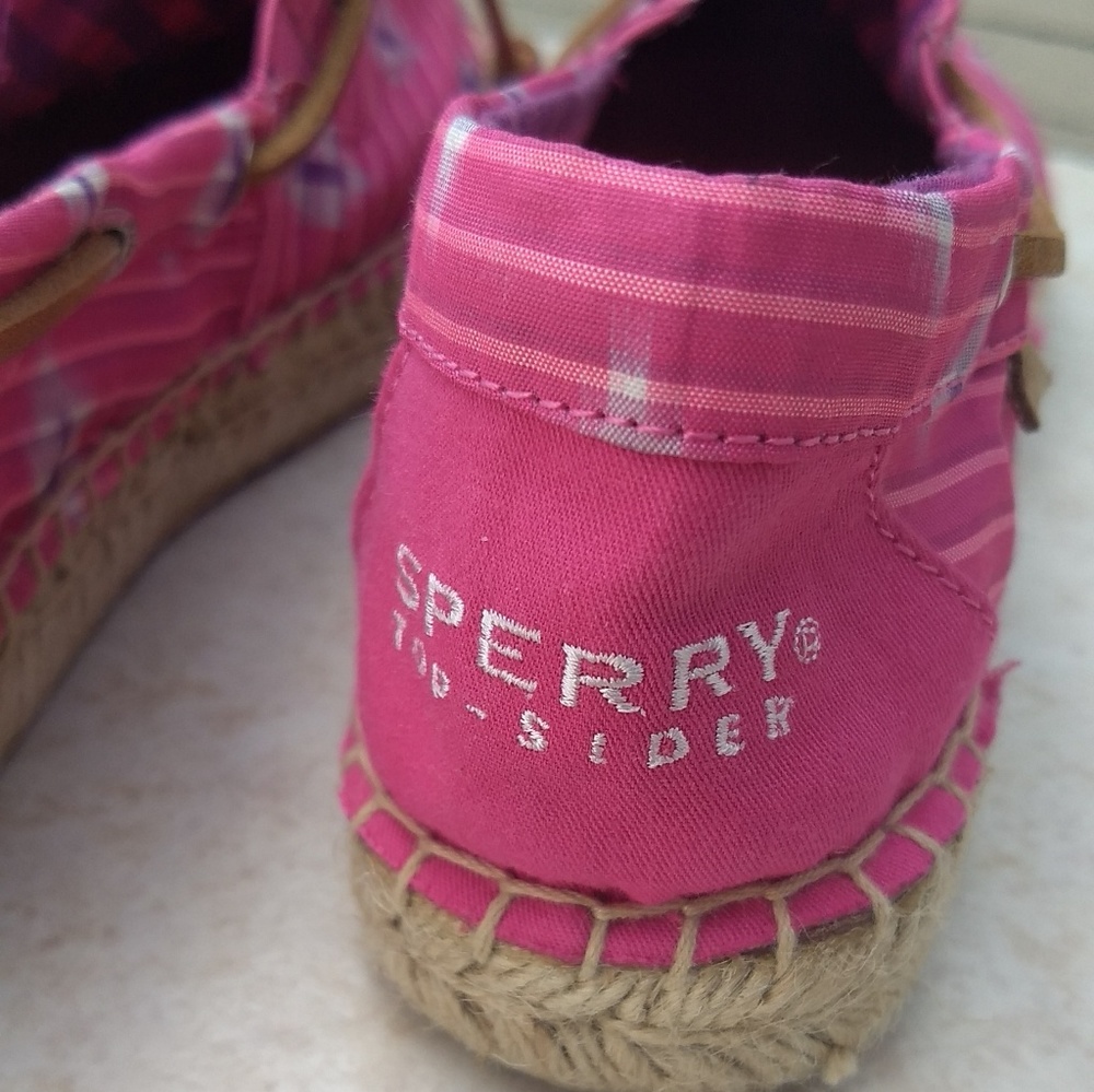 Sperry Pink & Purple Tribal Print loafers